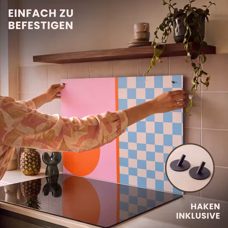 2-in-1 Herdabdeckplatte & Spritzschutz - Zusammenfassung – Formen – Geometrisch – Modern – Farbenfroh — 7