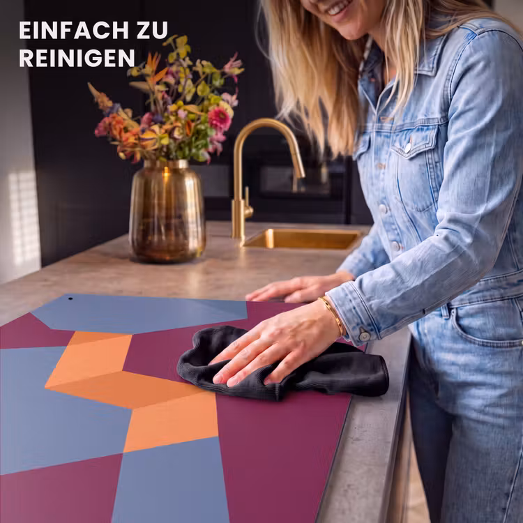 2-in-1 Herdabdeckplatte & Spritzschutz - Zusammenfassung – Formen – Modern – Blau – Orange — 5