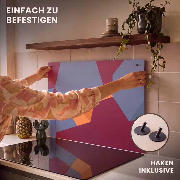 2-in-1 Herdabdeckplatte & Spritzschutz - Zusammenfassung – Formen – Modern – Blau – Orange — 7