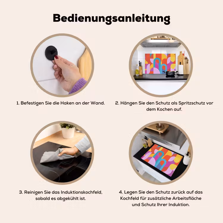 2-in-1 Herdabdeckplatte & Spritzschutz - Zusammenfassung – Geometrie – Farbenfroh – Modern – Kunst — 6