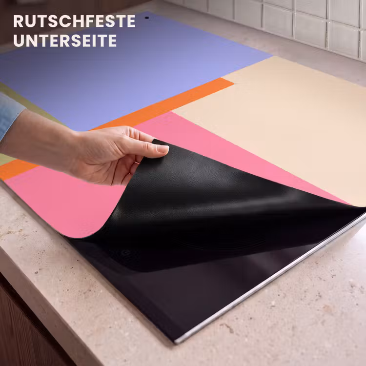 2-in-1 Herdabdeckplatte & Spritzschutz - Zusammenfassung – Geometrie – Kunst – Modern – Farbenfroh — 4