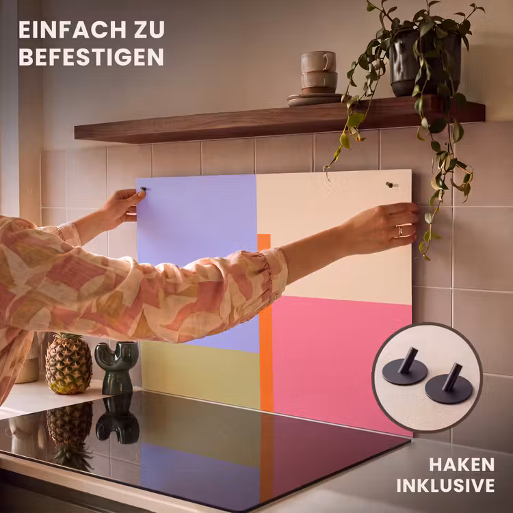 2-in-1 Herdabdeckplatte & Spritzschutz - Zusammenfassung – Geometrie – Kunst – Modern – Farbenfroh — 7