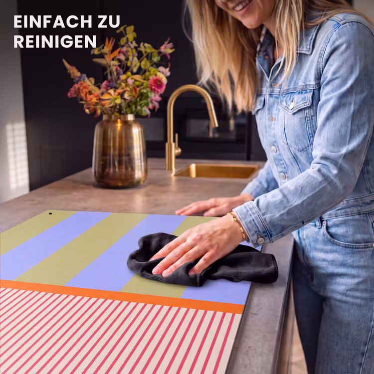 2-in-1 Herdabdeckplatte & Spritzschutz - Zusammenfassung – Geometrie – Streifen – Blöcke – Rot — 5