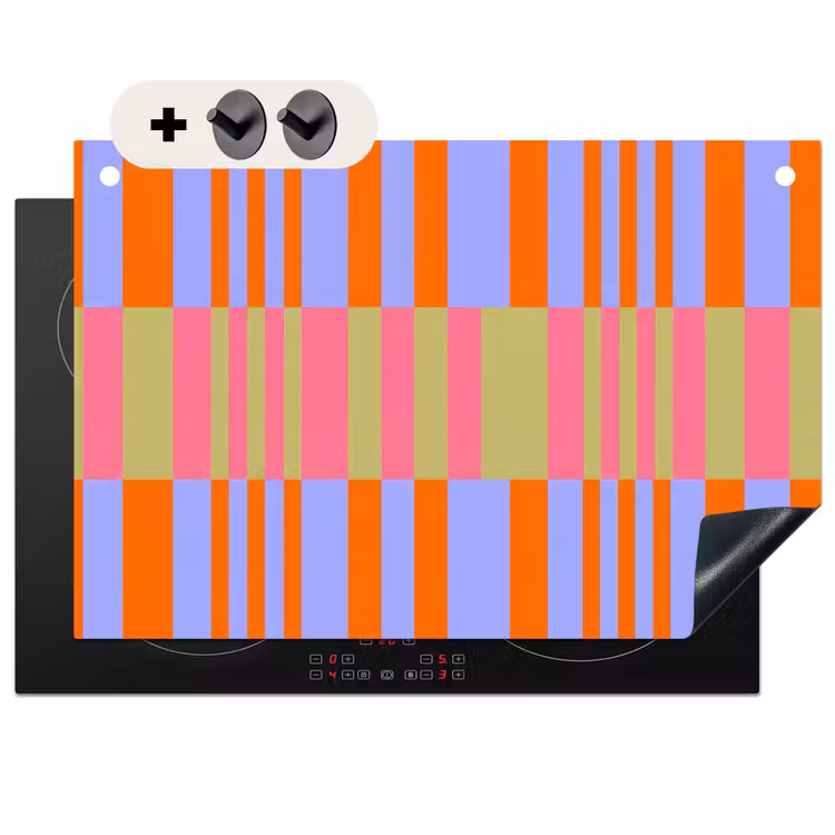 2-in-1 Herdabdeckplatte & Spritzschutz - Zusammenfassung – Muster – Geometrisch – Farbenfroh – Modern — 1