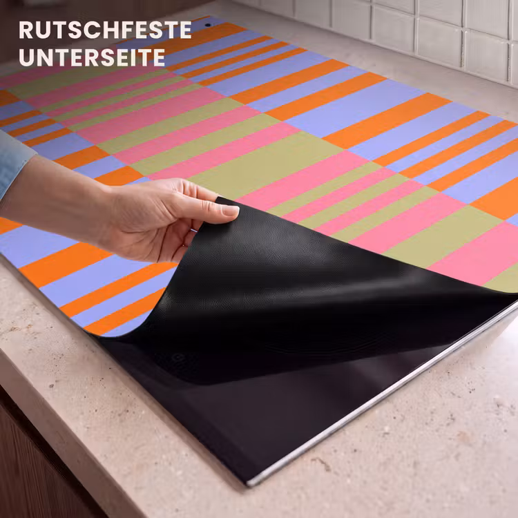 2-in-1 Herdabdeckplatte & Spritzschutz - Zusammenfassung – Muster – Geometrisch – Farbenfroh – Modern — 4