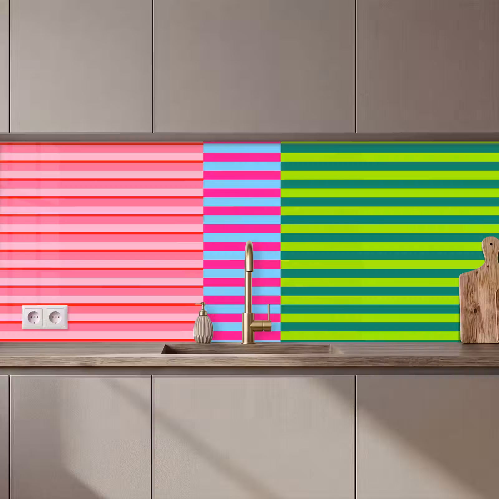 Küchenrückwand - Muster – Streifen – Modern – Abstrakt – Bunt — 1