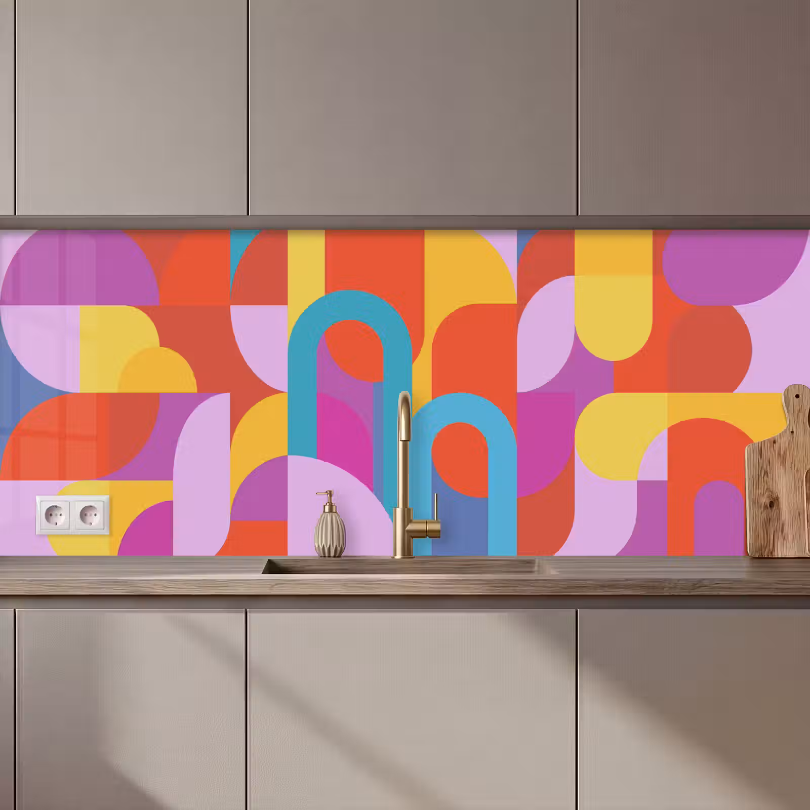 Küchenrückwand - Zusammenfassung – Geometrie – Farbenfroh – Modern – Kunst — 1