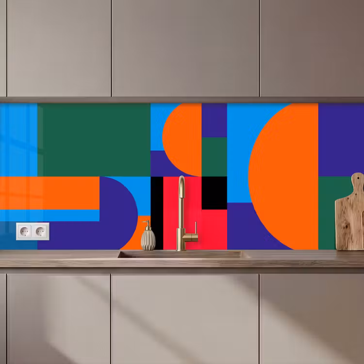 Küchenrückwand - Geometrisch – Abstrakt – Formen – Farbenfroh – Modern — 1