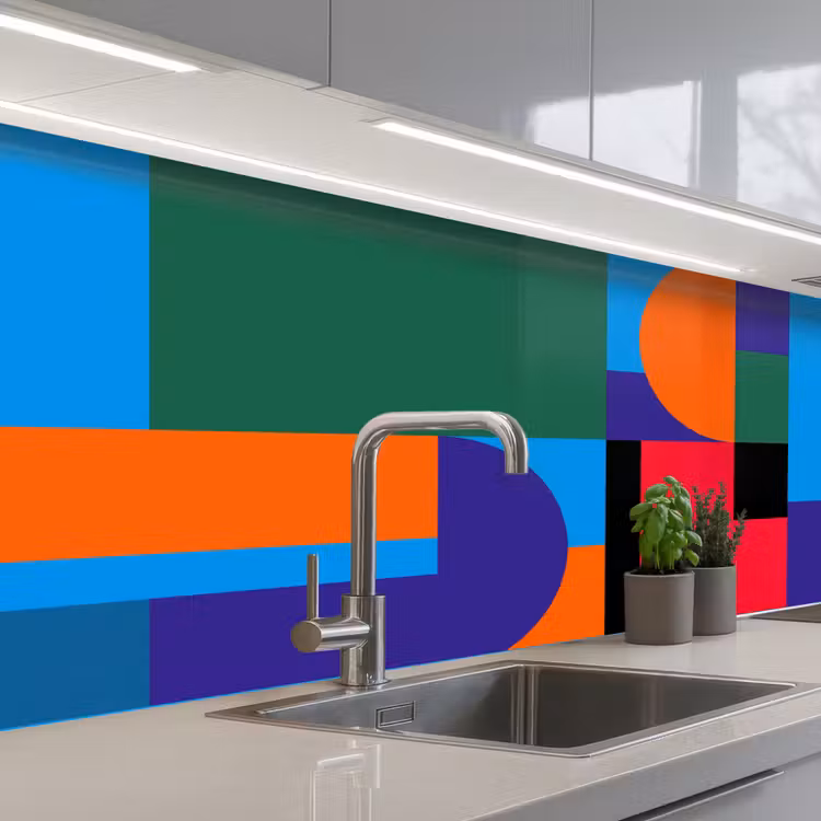 Küchenrückwand - Geometrisch – Abstrakt – Formen – Farbenfroh – Modern — 2