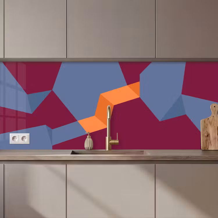 Küchenrückwand - Zusammenfassung – Formen – Modern – Blau – Orange — 1