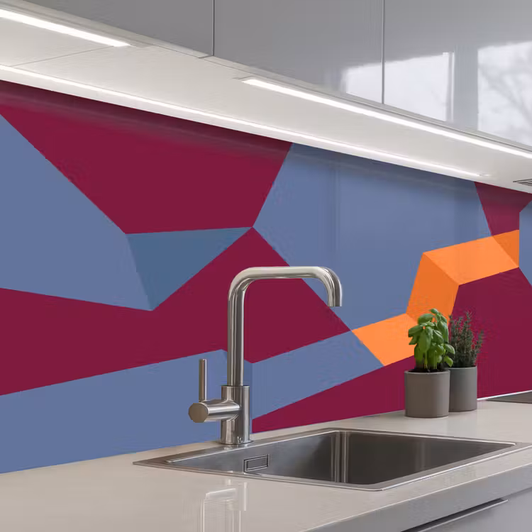 Küchenrückwand - Zusammenfassung – Formen – Modern – Blau – Orange — 2