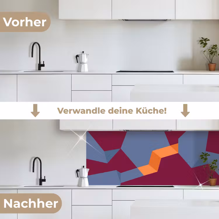 Küchenrückwand - Zusammenfassung – Formen – Modern – Blau – Orange — 3