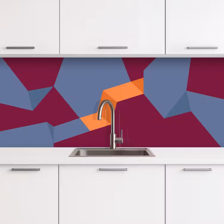 Küchenrückwand - Zusammenfassung – Formen – Modern – Blau – Orange — 4