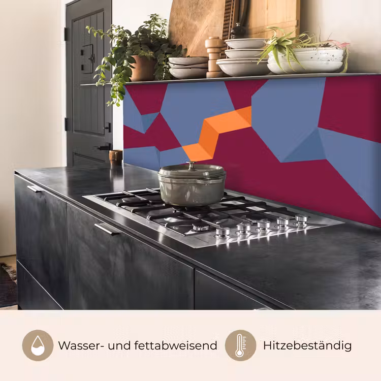 Küchenrückwand - Zusammenfassung – Formen – Modern – Blau – Orange — 5