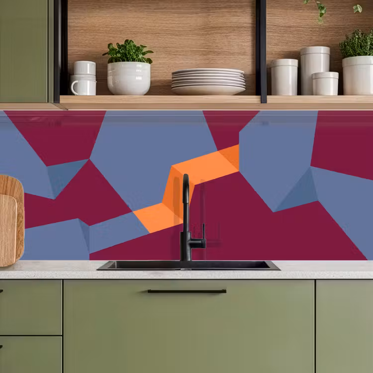 Küchenrückwand - Zusammenfassung – Formen – Modern – Blau – Orange — 8