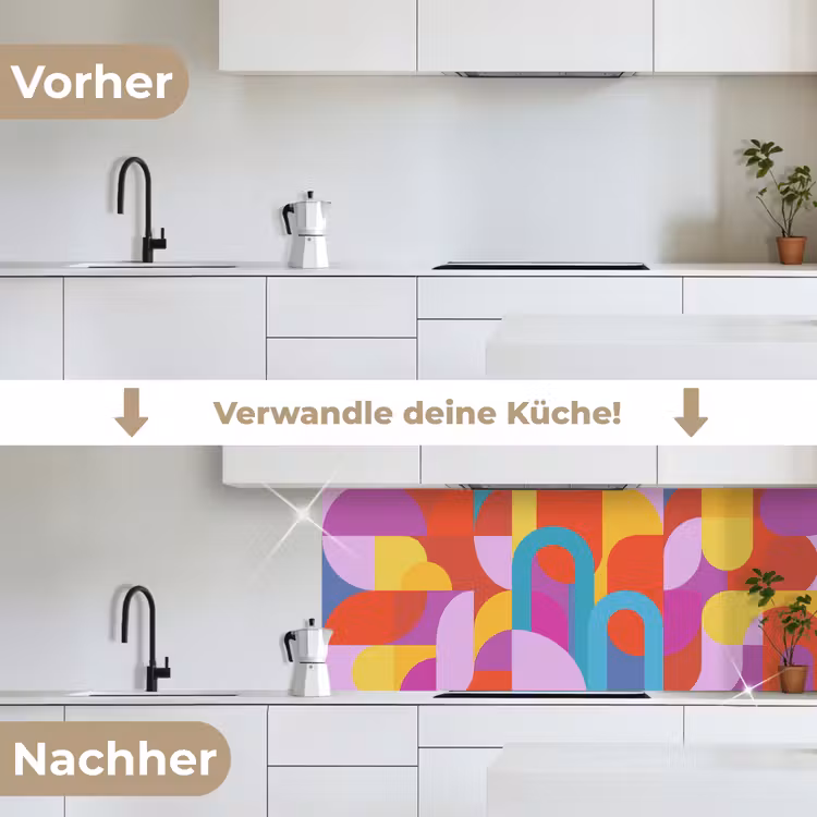 Küchenrückwand - Zusammenfassung – Geometrie – Farbenfroh – Modern – Kunst — 3