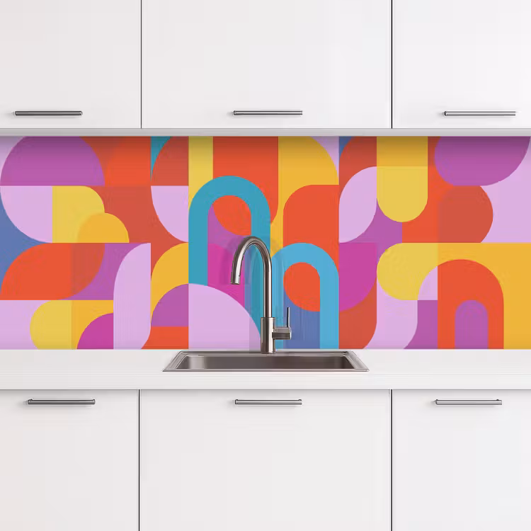 Küchenrückwand - Zusammenfassung – Geometrie – Farbenfroh – Modern – Kunst — 4