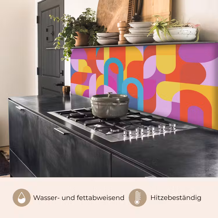 Küchenrückwand - Zusammenfassung – Geometrie – Farbenfroh – Modern – Kunst — 5
