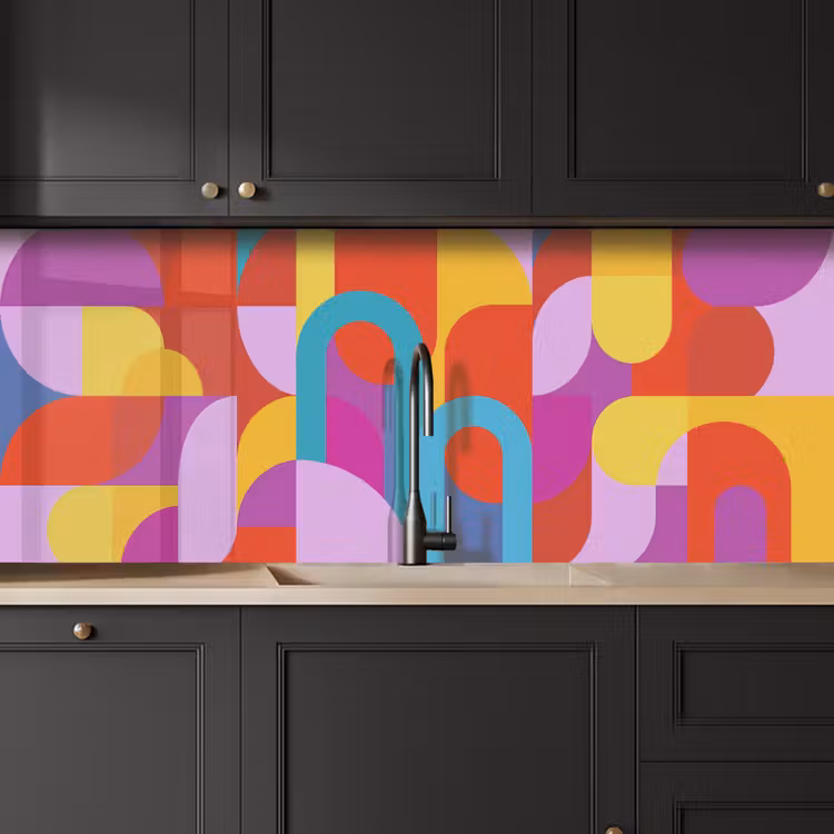 Küchenrückwand - Zusammenfassung – Geometrie – Farbenfroh – Modern – Kunst — 6