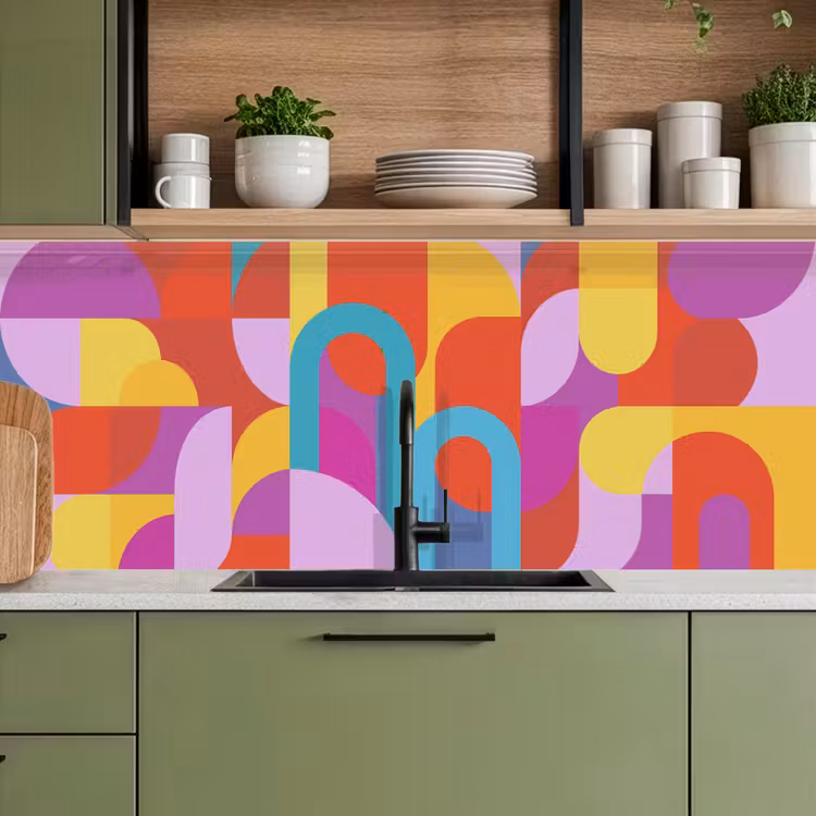 Küchenrückwand - Zusammenfassung – Geometrie – Farbenfroh – Modern – Kunst — 8