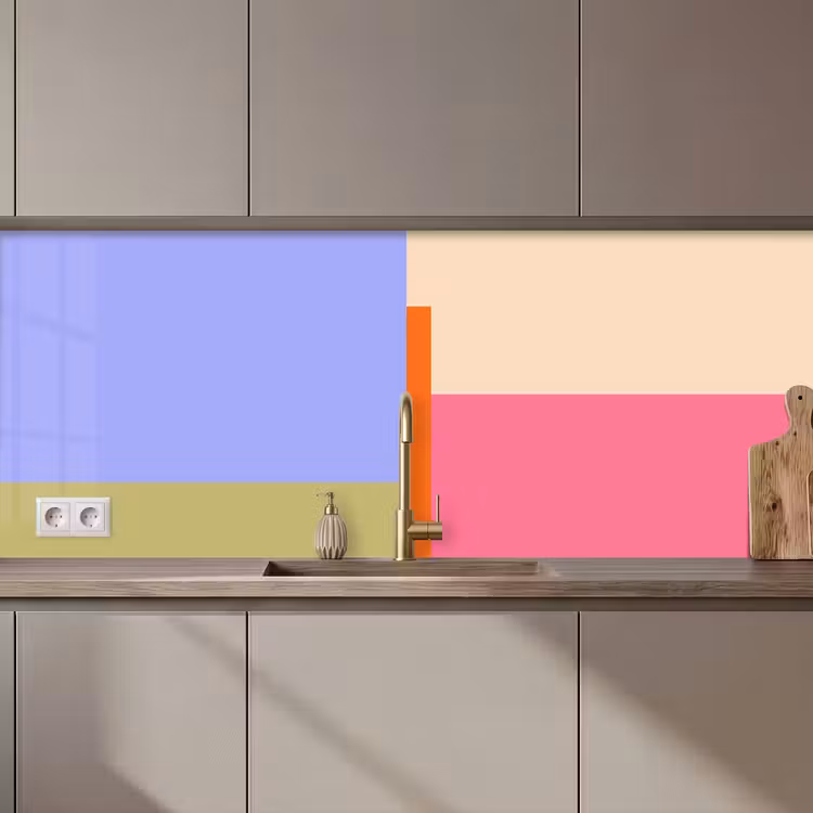 Küchenrückwand - Zusammenfassung – Geometrie – Kunst – Modern – Farbenfroh — 1
