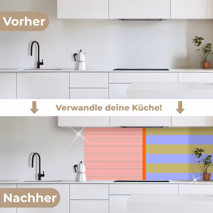 Küchenrückwand - Zusammenfassung – Geometrie – Streifen – Blöcke – Rot — 3