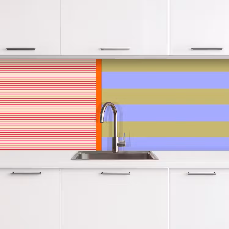 Küchenrückwand - Zusammenfassung – Geometrie – Streifen – Blöcke – Rot — 4