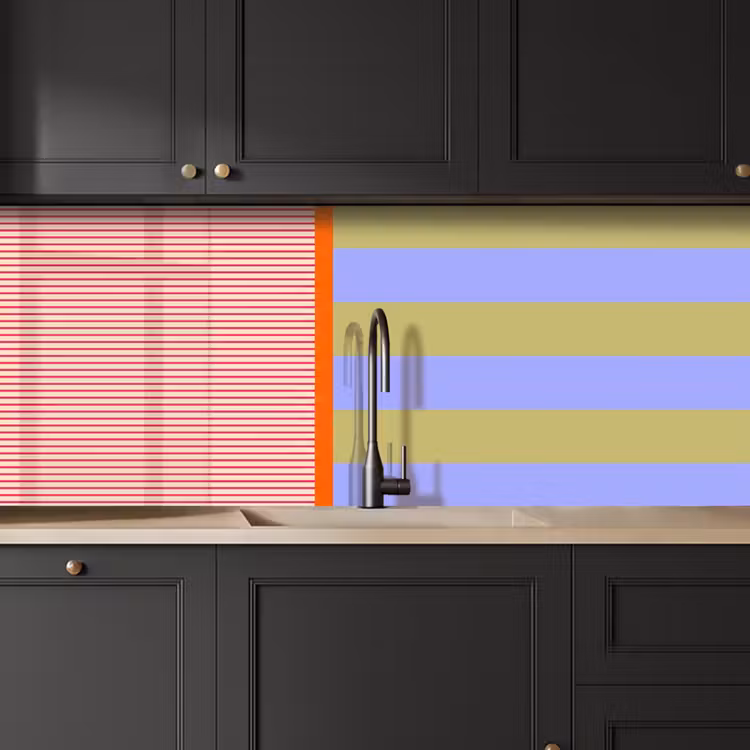 Küchenrückwand - Zusammenfassung – Geometrie – Streifen – Blöcke – Rot — 6