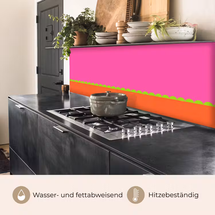 Küchenrückwand - Zusammenfassung – Geometrisch – Farbblöcke – Rosa – Orange — 5