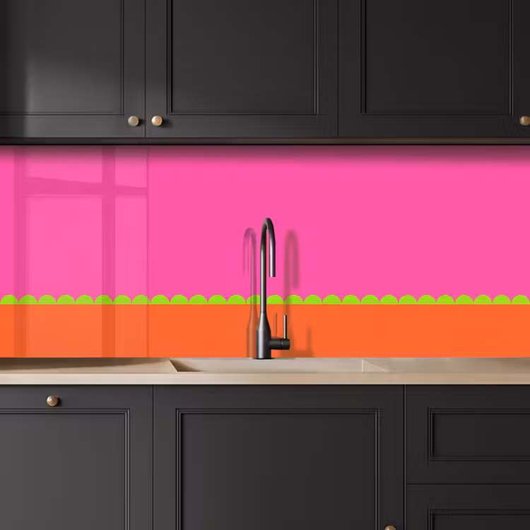 Küchenrückwand - Zusammenfassung – Geometrisch – Farbblöcke – Rosa – Orange — 6