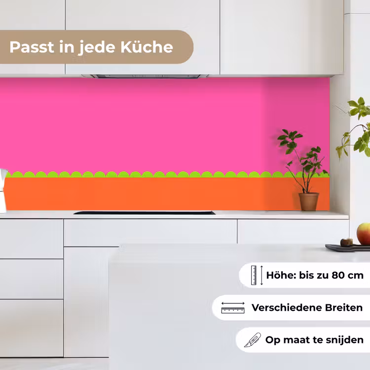 Küchenrückwand - Zusammenfassung – Geometrisch – Farbblöcke – Rosa – Orange — 7
