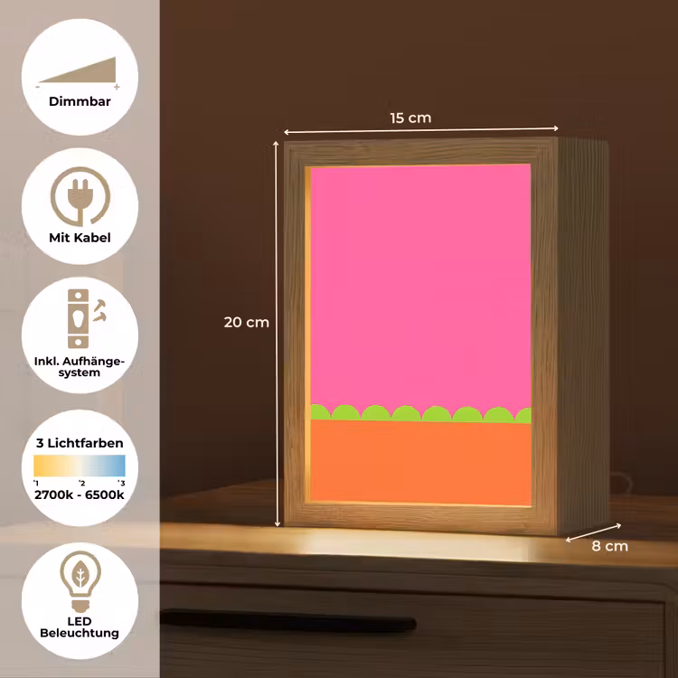 Personalisierte Lightbox - Zusammenfassung – Geometrisch – Farbblöcke – Rosa – Orange — 6
