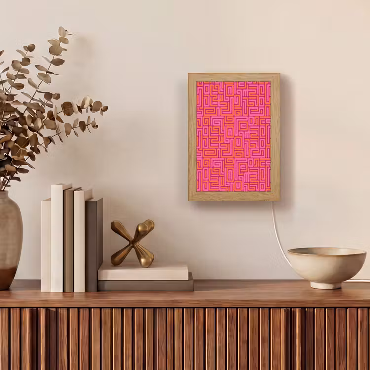 Personalisierte Lightbox - Zusammenfassung – Muster – Linien – Rosa – Orange — 4