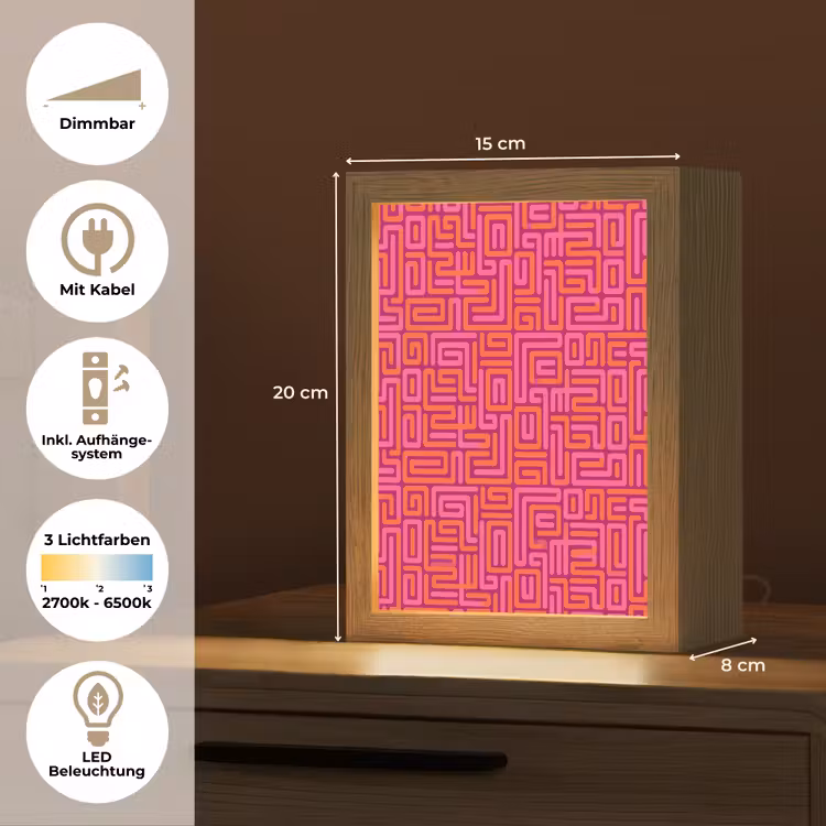 Personalisierte Lightbox - Zusammenfassung – Muster – Linien – Rosa – Orange — 6