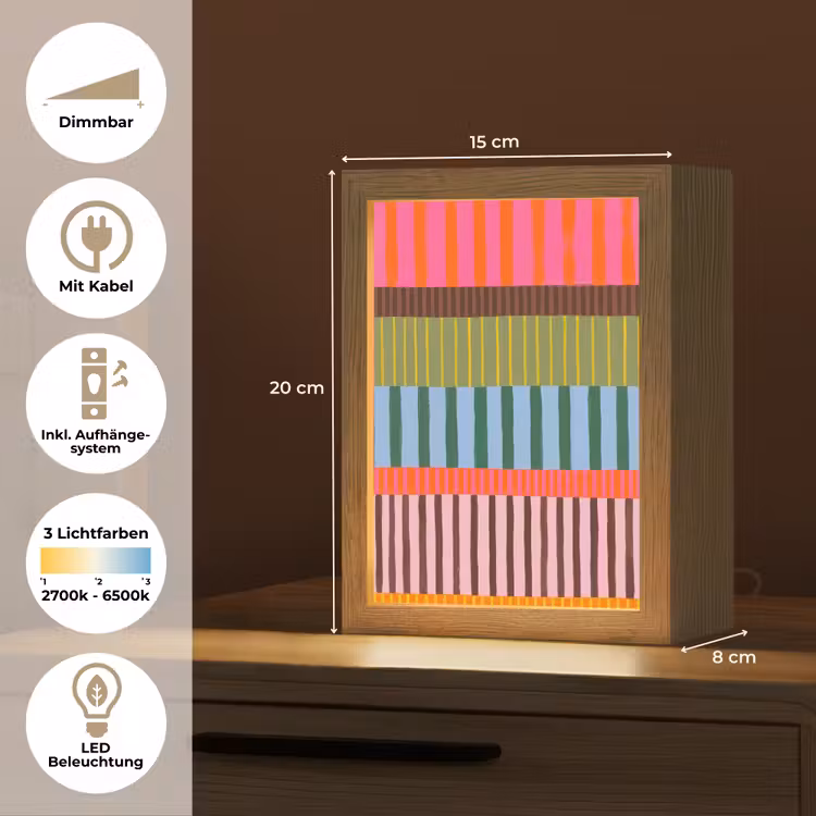 Personalisierte Lightbox - Zusammenfassung – Streifen – Modern – Farbenfroh – Kunst — 6