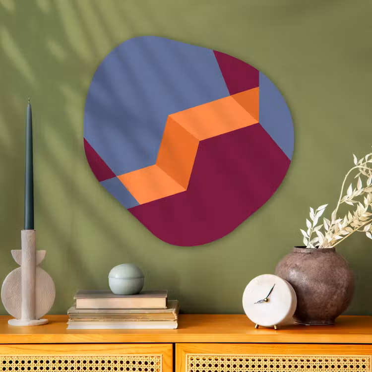 Alu-Dibond-Bild Organische Form - Zusammenfassung – Formen – Modern – Blau – Orange — 2