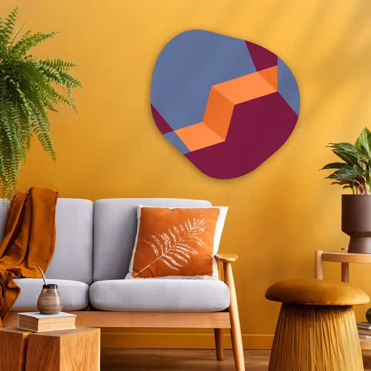Alu-Dibond-Bild Organische Form - Zusammenfassung – Formen – Modern – Blau – Orange — 3