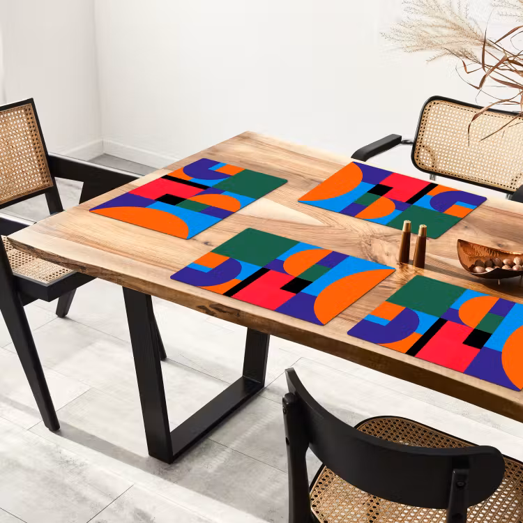 Tischset - 6 Stück - Geometrisch – Abstrakt – Formen – Farbenfroh – Modern — 4