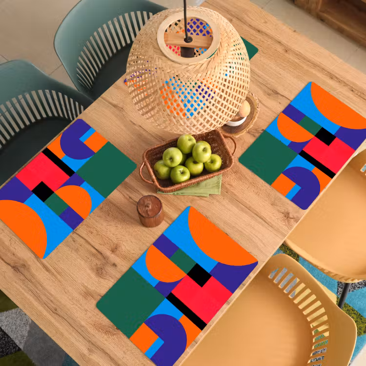 Tischset - 6 Stück - Geometrisch – Abstrakt – Formen – Farbenfroh – Modern — 5