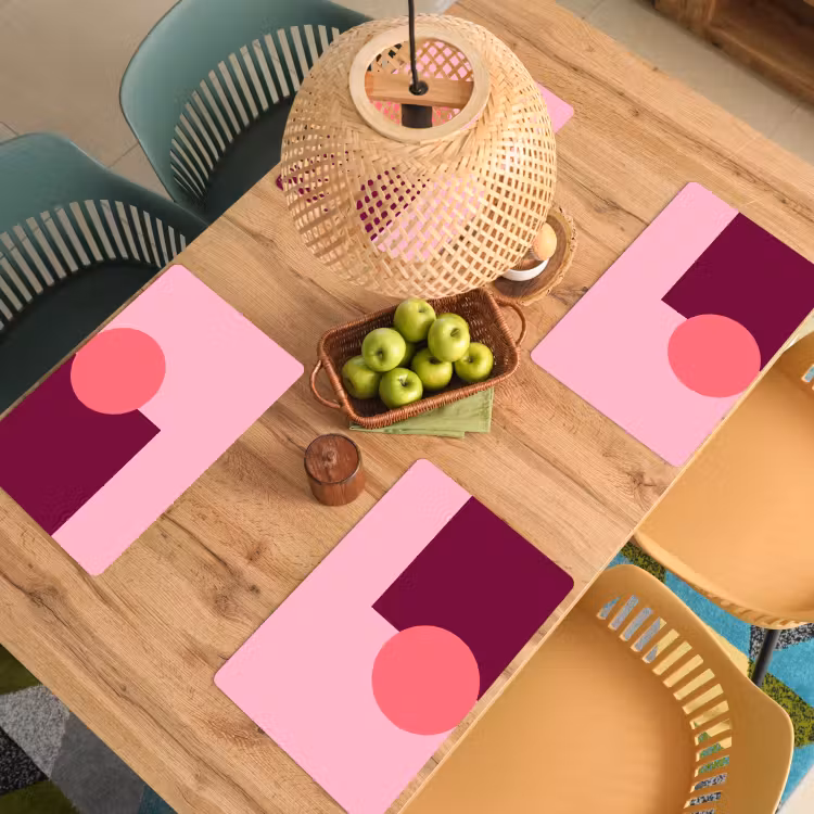 Tischset - 6 Stück - Zusammenfassung – Formen – Rosa – Modern – Design — 5