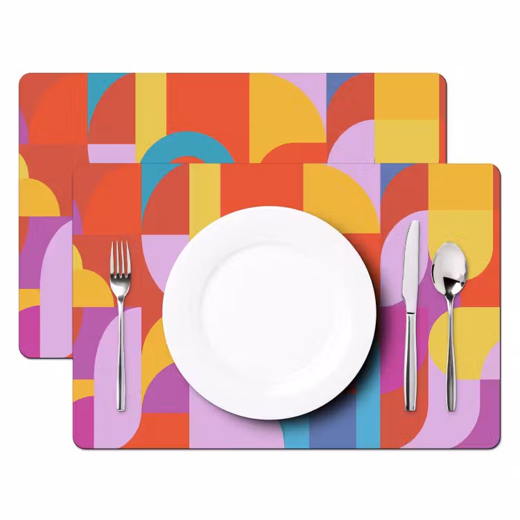 Tischset - 6 Stück - Zusammenfassung – Geometrie – Farbenfroh – Modern – Kunst — 2