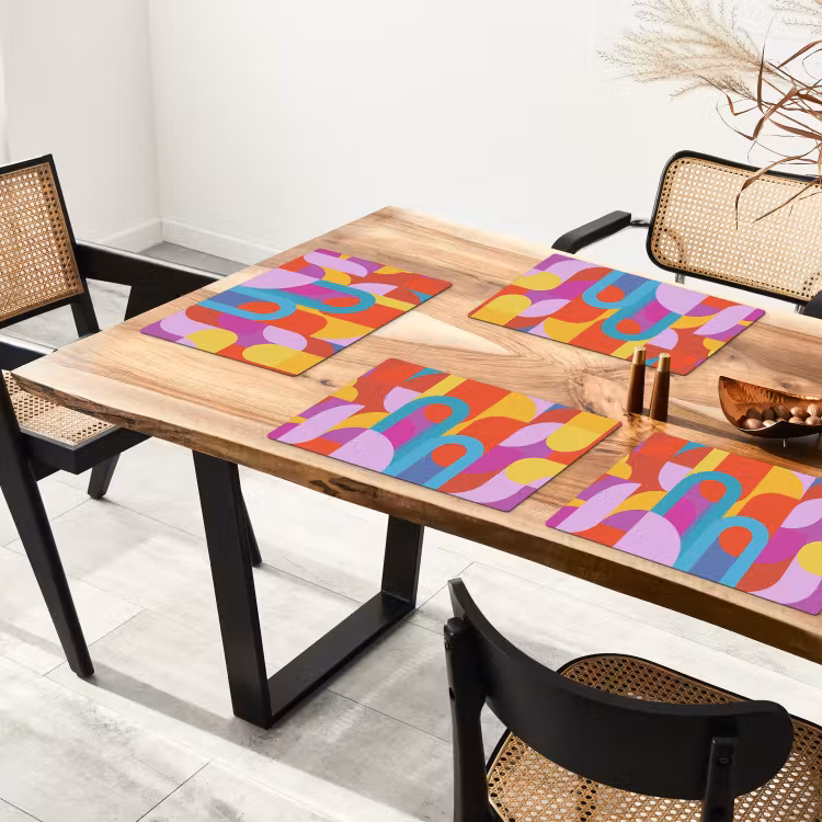 Tischset - 6 Stück - Zusammenfassung – Geometrie – Farbenfroh – Modern – Kunst — 4