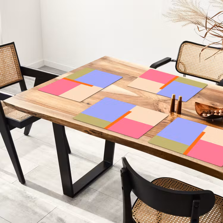 Tischset - 6 Stück - Zusammenfassung – Geometrie – Kunst – Modern – Farbenfroh — 4