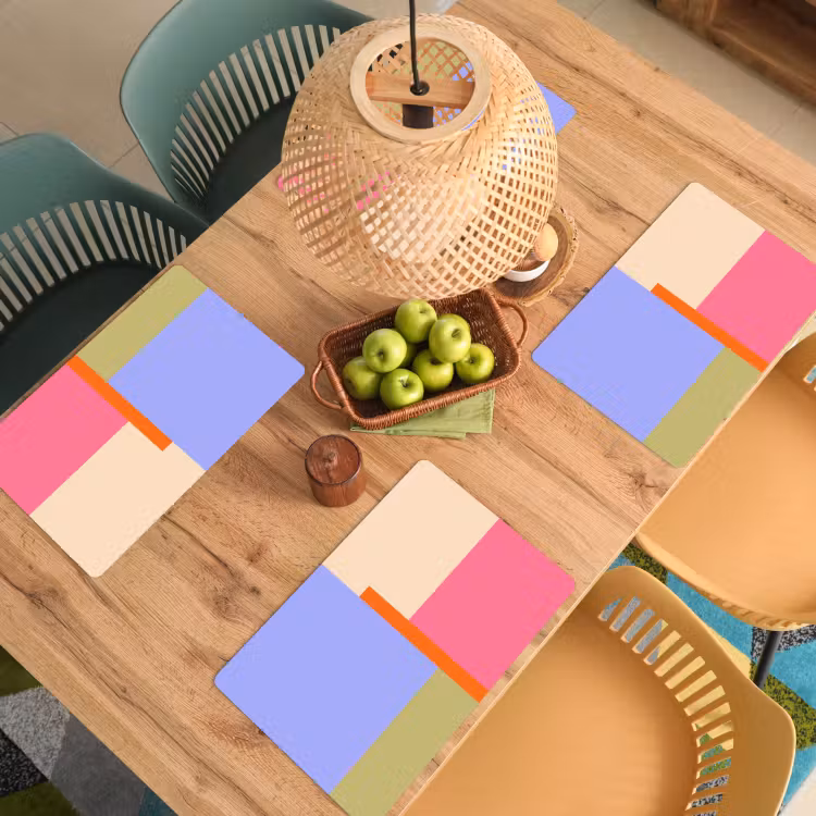 Tischset - 6 Stück - Zusammenfassung – Geometrie – Kunst – Modern – Farbenfroh — 5