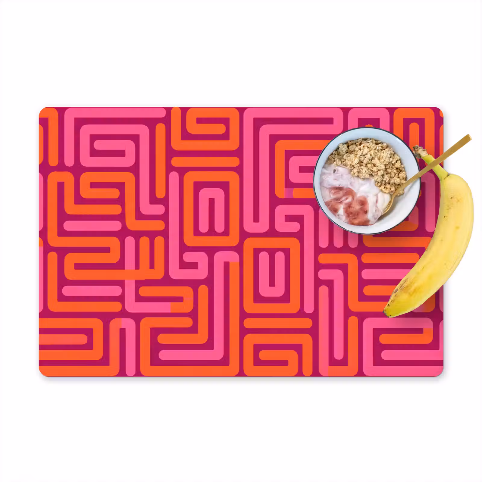 Tischset - 6 Stück - Zusammenfassung – Muster – Linien – Rosa – Orange — 1