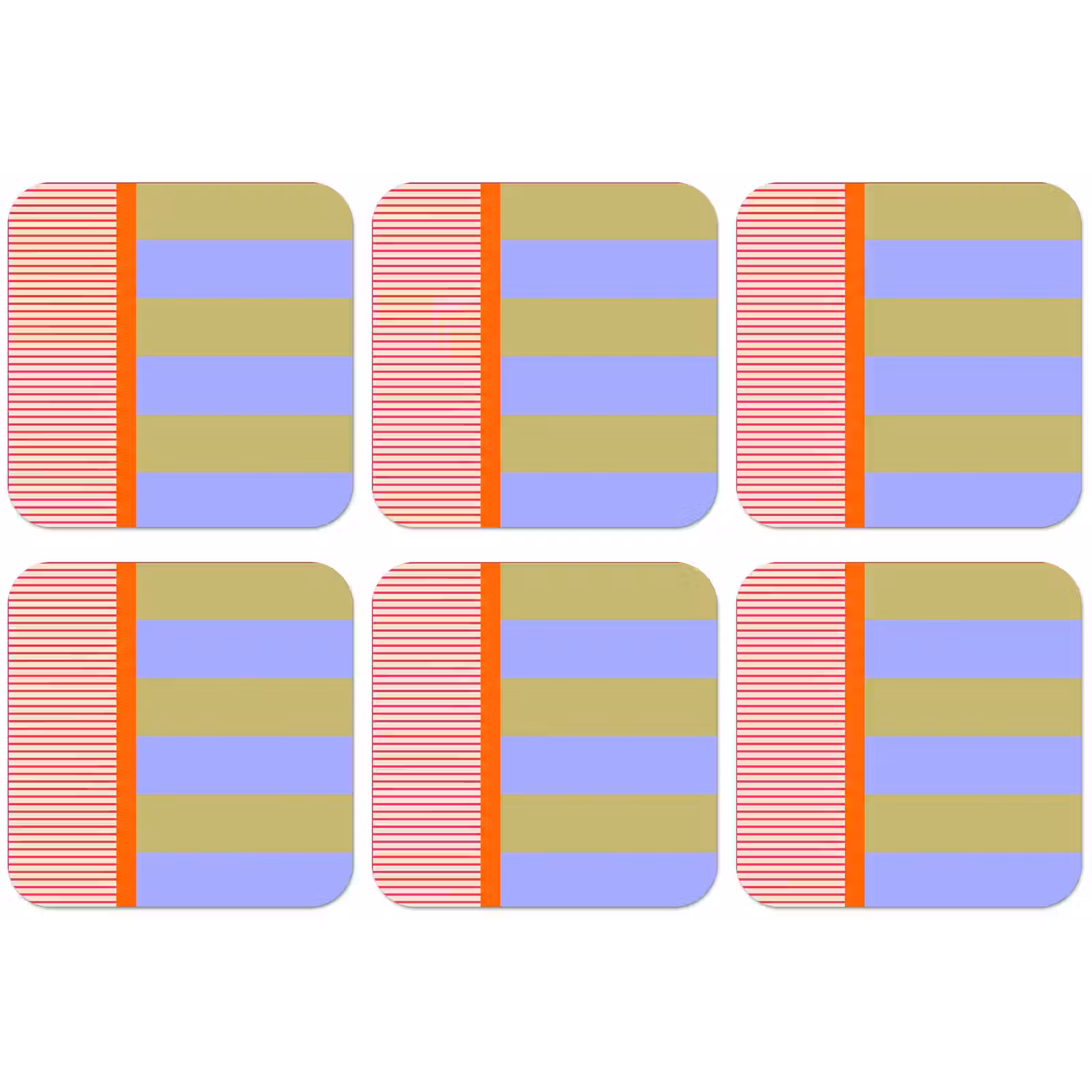 Untersetzer - Zusammenfassung – Geometrie – Streifen – Blöcke – Rot — 1