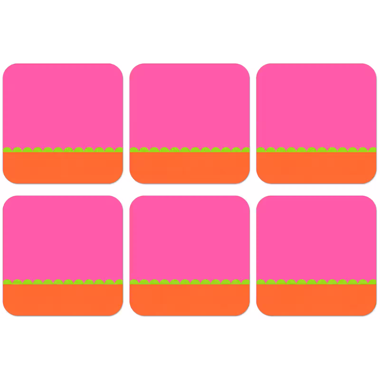 Untersetzer - Zusammenfassung – Geometrisch – Farbblöcke – Rosa – Orange — 1