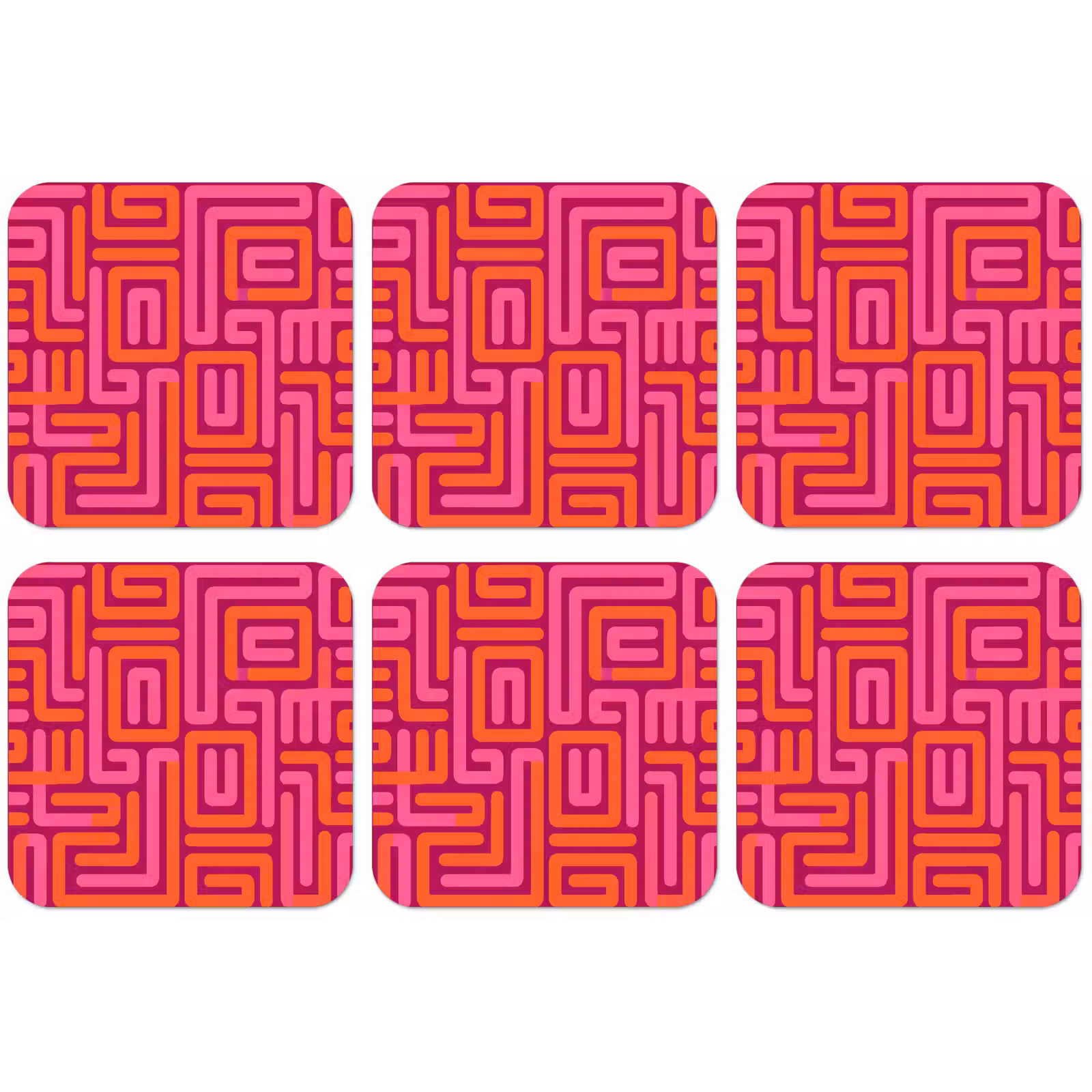 Untersetzer - Zusammenfassung – Muster – Linien – Rosa – Orange — 1