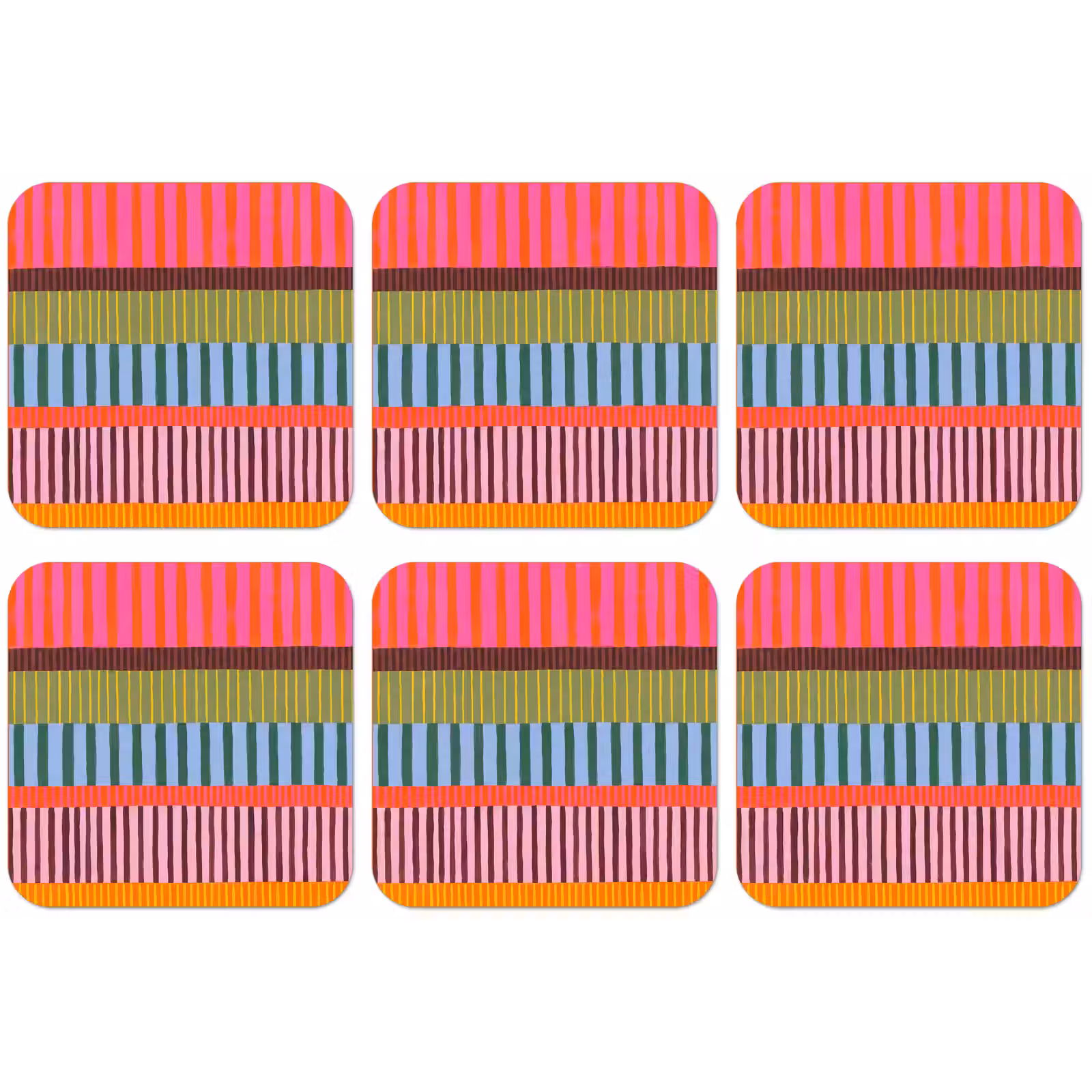 Untersetzer - Zusammenfassung – Streifen – Modern – Farbenfroh – Kunst — 1