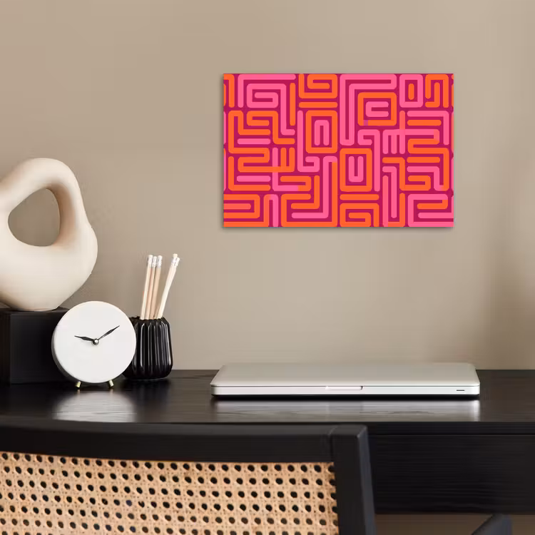 Poster - Zusammenfassung – Muster – Linien – Rosa – Orange — 2